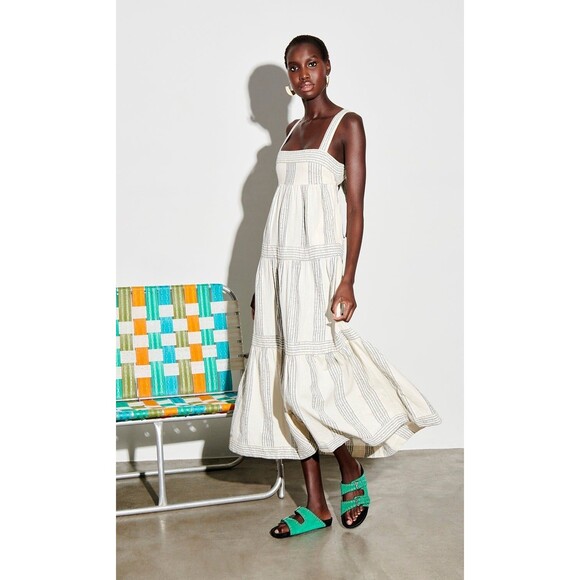Saylor Dresses | Saylor Anthropologie Elis Maxi Long Dress Sequin Striped Sleeveless S New 274599 | Color: White | Size: S | Khushi5354's Closet